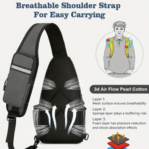 Casual Stylish Crossbody Chest Sling Daypack~Floral pattern~NEW - Picture 8 of 11